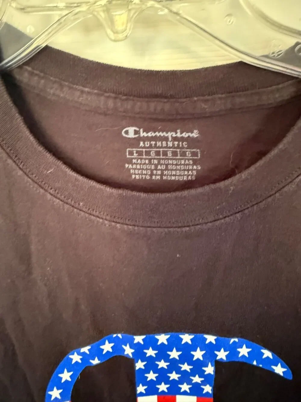 Champion USA Themed Champion Logo Black T-shirt Mens Unisex Large - Picture 4 of 6